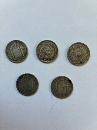 5 Monedas Alfonso XIII 50 céntimos Plata