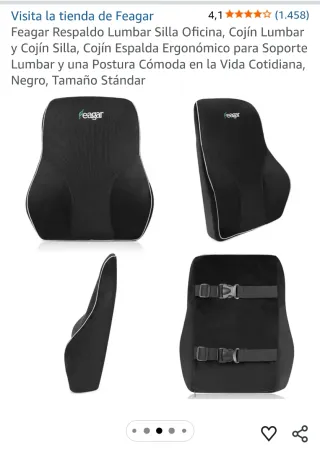Cojín Lumbar Silla Oficina Feagar Negro