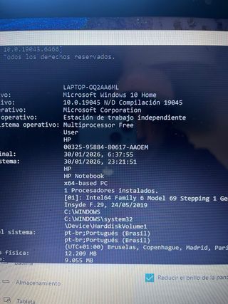 Portátil HP i7 12GB RAM
