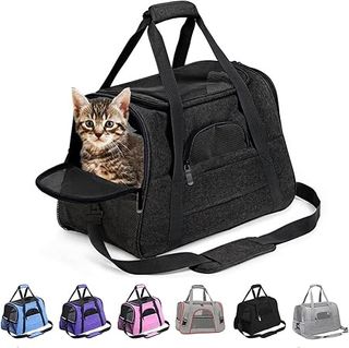 Transportin Gato, transportin Perro, Portador de Mascotas Suave, Plegable y portátil Que se Puede Llevar a Mano, sobre el Hombro