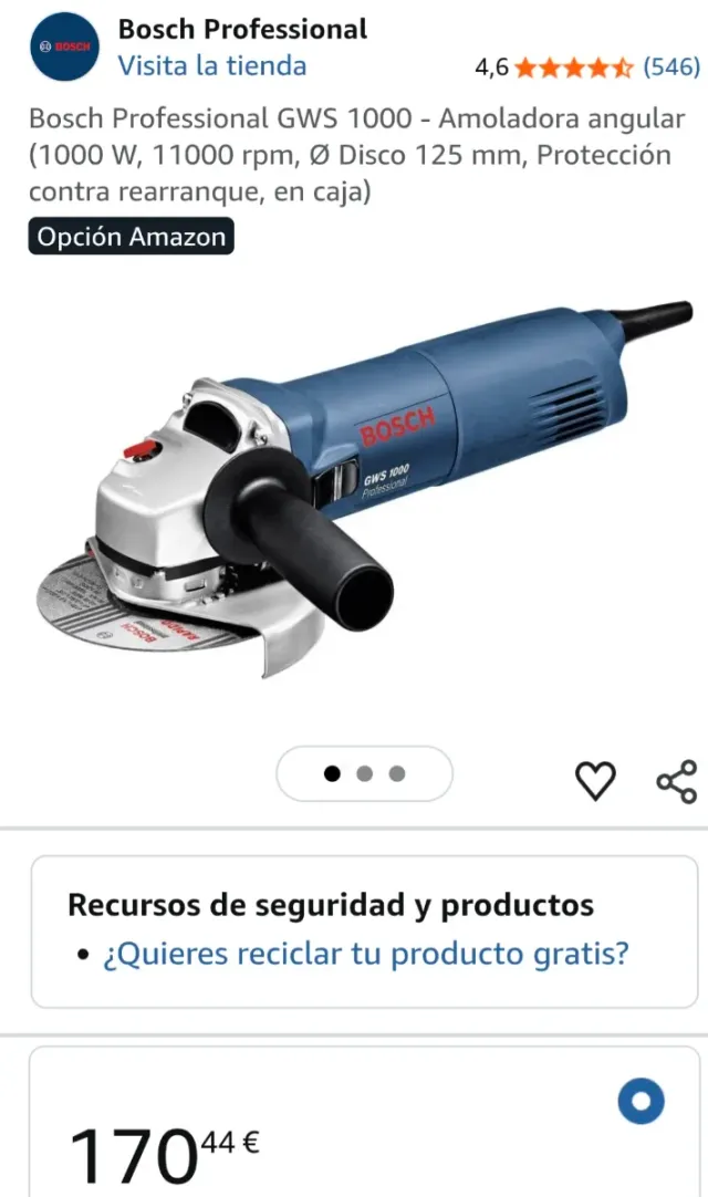 Amoladora Bosch GWS 1000 Profesional 125mm