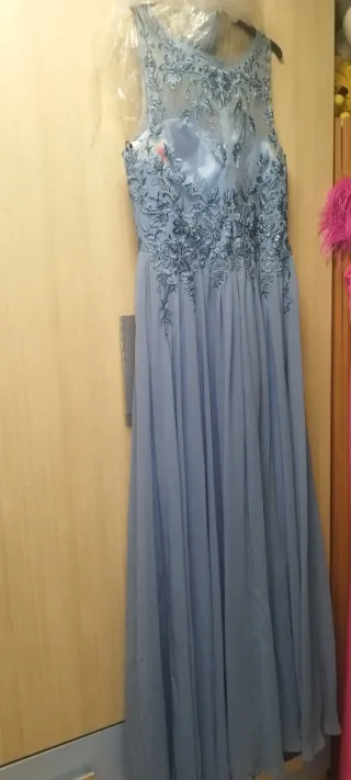 Vestido fiesta elegante talla 44 pequeño azul