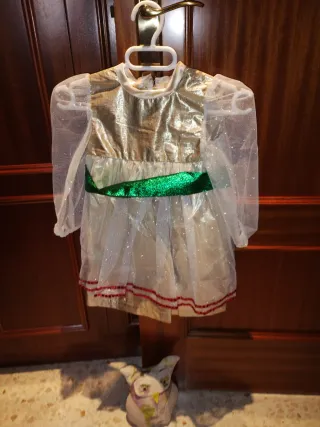 Traje de Carnaval Dorado y Verde.Talla 2 años