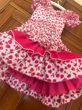 Vestido Flamenca Niña Flores Rosas