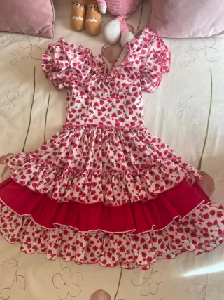 Vestido Flamenca Niña Flores Rosas