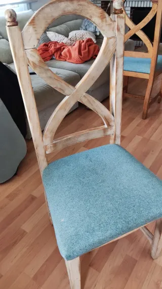 Mesa comedor de madera con 6 sillas, rustico