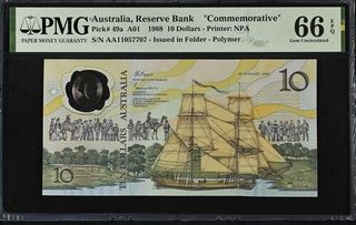 Billete Australia 10 Dólares 1988 PMG-66 EPQ