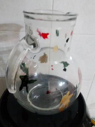 Caraffa in vetro dipinta a mano , Made Italy,