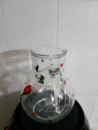 Caraffa in vetro dipinta a mano , Made Italy,