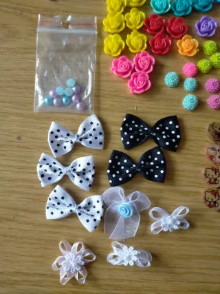 Lote Material Manualidades Flores Lazos Adornos