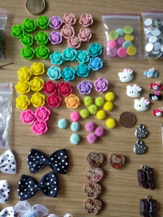 Lote Material Manualidades Flores Lazos Adornos