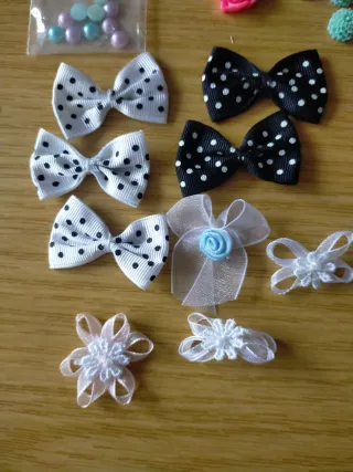 Lote Material Manualidades Flores Lazos Adornos