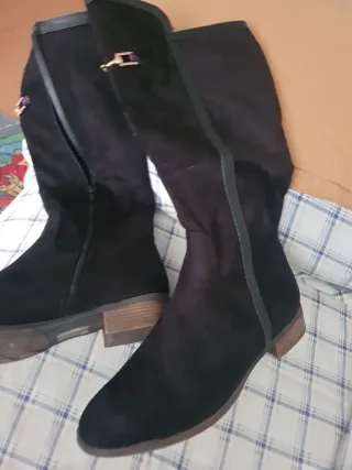Botas altas mujer terciopelo negras talla 40