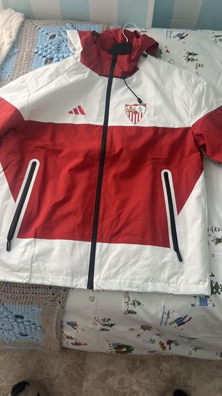 Chubasquero Sevilla FC Adidas Rojo y Blanco