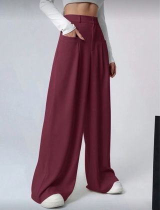 Pantalón de vestir ancho burdeos