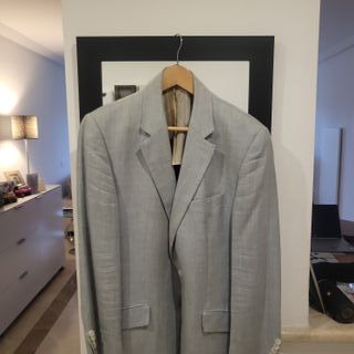 Chaqueta Lino y Mohair Beige/Gris