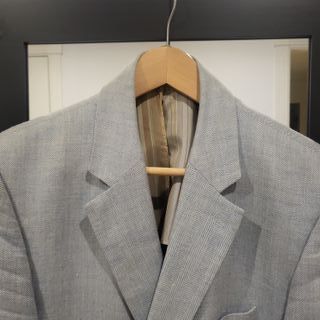 Chaqueta Lino y Mohair Beige/Gris