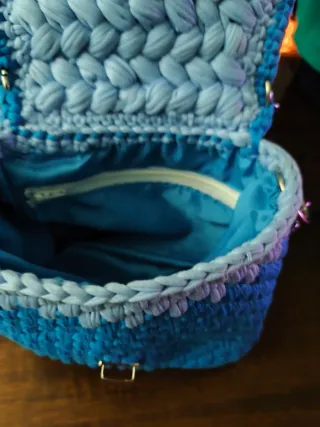 Borsa fatta a mano sfumata blu