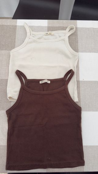 Conjunto 2 Camisetas Tirantes Beige y Marrón