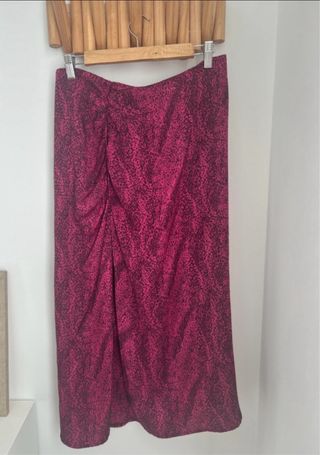 Falda midi fucsia animal print