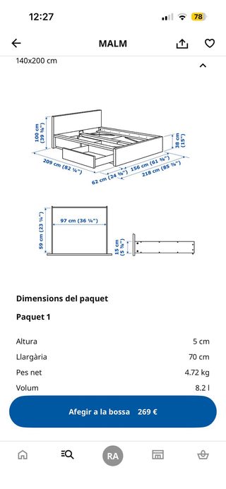Estructura Cama Malm Ikea Roble