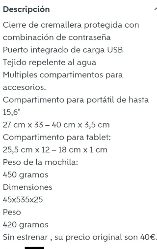 Mochila Ziu SmartBagDeluxe antirrobo sin estrenar