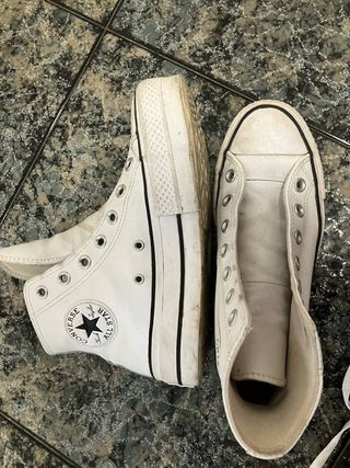 Converse plataforma blancas piel