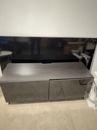 Mesa TV madera y cristal negro/marrón