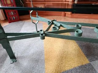 Mesa de centro hierro forjado y cristal