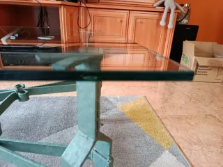 Mesa de centro hierro forjado y cristal