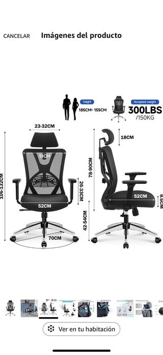 Silla de Oficina Ergonómica Ticova Negra