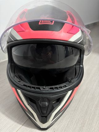 Casco Moto Origine Negro y Rosa