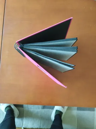 Álbum de fotos rosa con espiral