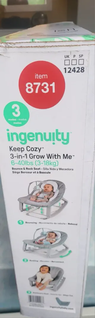 Mecedora para bebés gris y blanca Con caja