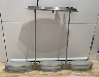 Lámpara de diseño 3 luces acero y cristal