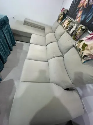 Sofá cheslong tela gris