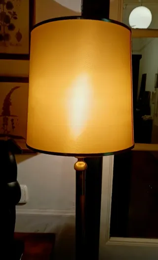 Lámpara de pie vintage tela y metal laton/bronce