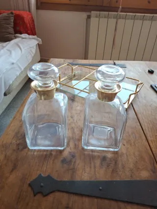 Set Bottiglie Whisky e Vassoio in Cristallo