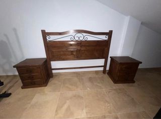Cabecero rústico 150cm y 2 mesitas