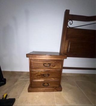 Cabecero rústico 150cm y 2 mesitas