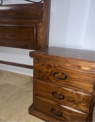 Cabecero rústico 150cm y 2 mesitas