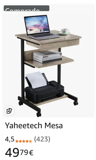 Escritorio con cajones y ruedas