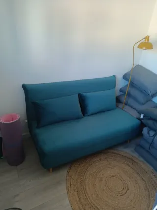 Divano letto Maison du Monde in velluto turchese