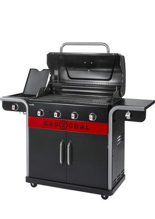 Barbacoa híbrida de 4 quemadores con 2 bandejas