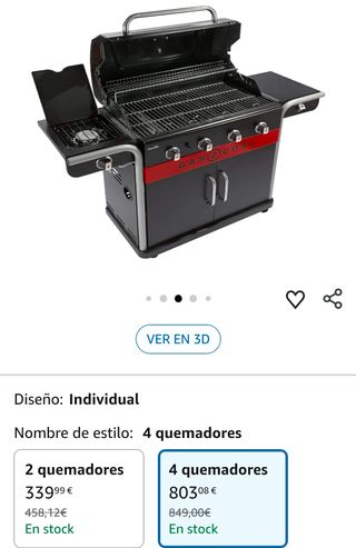 Barbacoa híbrida de 4 quemadores con 2 bandejas
