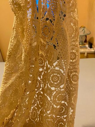 Copriletto matrimoniale uncinetto beige