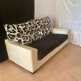 Sofá 2 plazas polipiel y tela