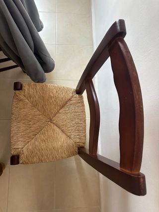 4 Sillas Comedor Rattan y Madera
