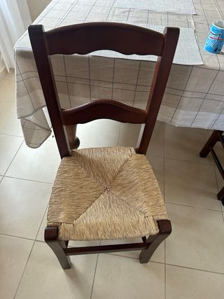 4 Sillas Comedor Rattan y Madera