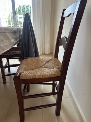 4 Sillas Comedor Rattan y Madera